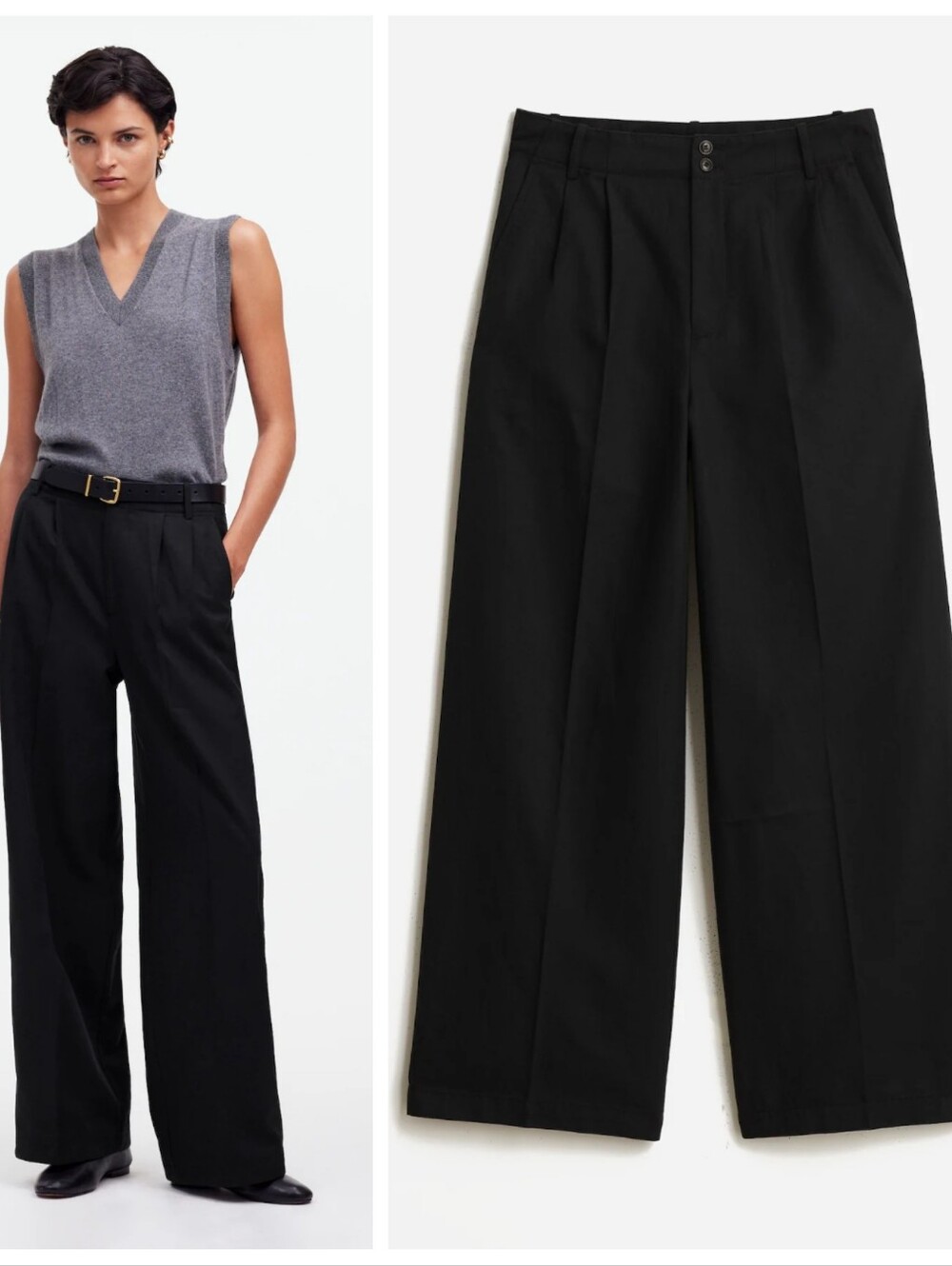 Madewell The Harlow Wide-Leg Pant in Drapey Twill Women's 16 Black Minimalist